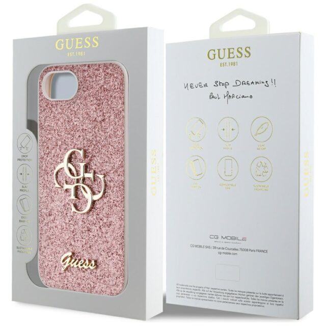 Case Guess Fixed Glitter Big 4G for iPhone 16e pink - imagine 8