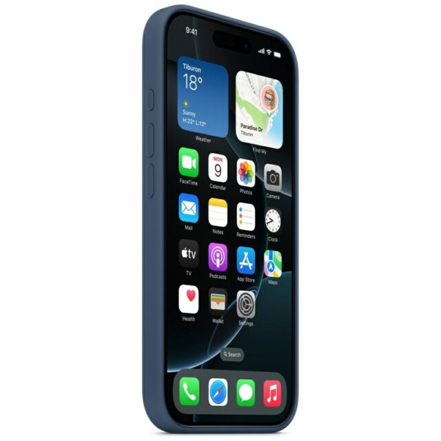 Etui Apple MYYK3ZM/A iPhone 16 Pro 6.3" MagSafe granatowy/denim Silicone Case - imagine 2