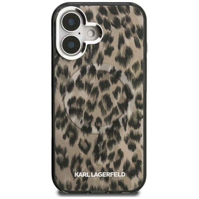 Case Karl Lagerfeld IML Leopard Pattern  MagSafe for iPhone 16 brown - imagine 3