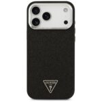 Case Guess Glitter Triangle Logo MagSafe for iPhone 17 Pro Max black - imagine 3