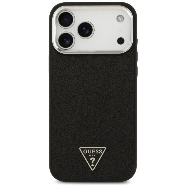 Case Guess Glitter Triangle Logo MagSafe for iPhone 17 Pro Max black - imagine 3