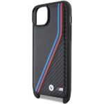 Case BMW BMHCP15S23PSVTK iPhone 15 / 14 / 13 6.1" black hardcase M Edition Carbon Tricolor Lines & S - imagine 5