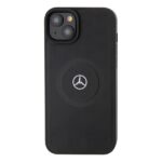 Mercedes MEHMP15S23RMMK iPhone 15 / 14 / 13 6.1" Black Hardcase Crossed Lines Pattern Leather MagSaf - imagine 3