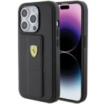 Ferrari FEHCP15XGSPSIK iPhone 15 Pro Max 6.7" black hardcase Grip Stand Metal Logo