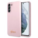 Guess GUHCS21FLSLMGLA S21 FE G990 lavender hardcase Silicone Script Metal Logo