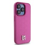 DKNY DKHMP15LPSHRPSP iPhone 15 Pro 6.1 inch pink hardcase Leather Monogram Pattern Metal Logo MagSaf - imagine 4