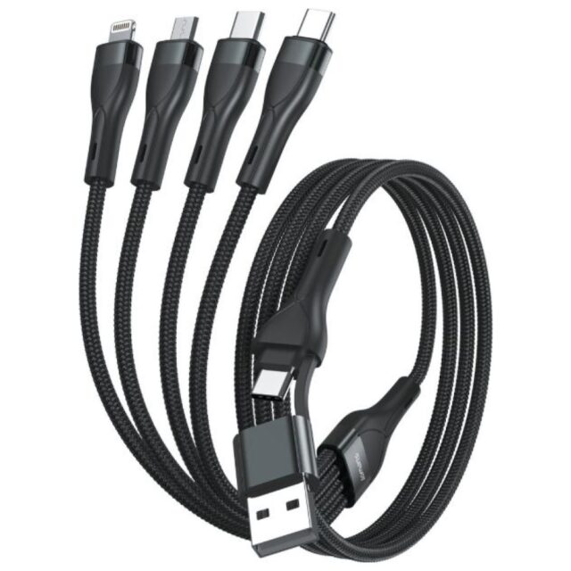 Kabel USB-C/USB-A 4smarts 4w1 1.2m       czarny - imagine 2