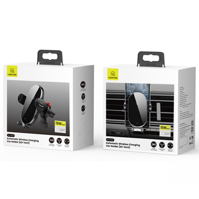 USAMS Inductive Holder US-CD131 15W Automatic for Windshield/Dashboard black CD131ZJ01 - imagine 5