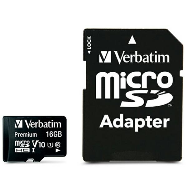 cps-e01398404d588b09517fe63974f41b48-2025-12-07-09-28-41 Verbatim 16GB microSDHC Card V10 + Adapter black 44082 - imagine 1