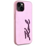 Case Karl Lagerfeld Wrinkled Metal Signature for iPhone 15 pink - imagine 4