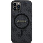 Guess GUHMP12MG4GFRK iPhone 12/12 Pro 6.1" black hardcase 4G Collection Leather Metal Logo Mag - imagine 3