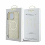 Guess GUHMP16LPSAPSMED iPhone 16 Pro 6.3" gold hardcase Saffiano Peony Classic Logo MagSafe - imagine 4