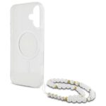 Guess GUHMP16SHGCRELST iPhone 16 6.1" transparent hardcase IML Glitter With Pearl Strap - imagine 7