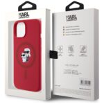 Case Karl Lagerfeld Silicone Karl&Choupette Heads Ring MagSafe for iPhone 15 red - imagine 8