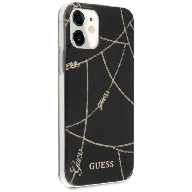 Guess GUHCP12SPCUCHBK iPhone 12 mini 5,4" black hardcase Gold Chain Collection - imagine 4