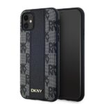 DKNY DKHMN61PCPVSLK iPhone 11 / Xr 6.1" black hardcase Leather Checkered Mono Pattern MagSafe