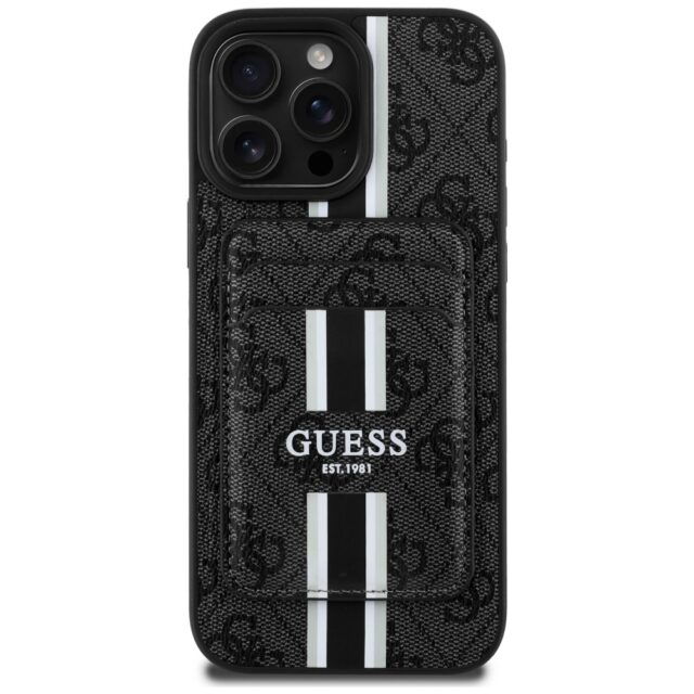 Case Guess 4G Stripes with wallet Magsafe for iPhone 16 Pro Max black - imagine 2