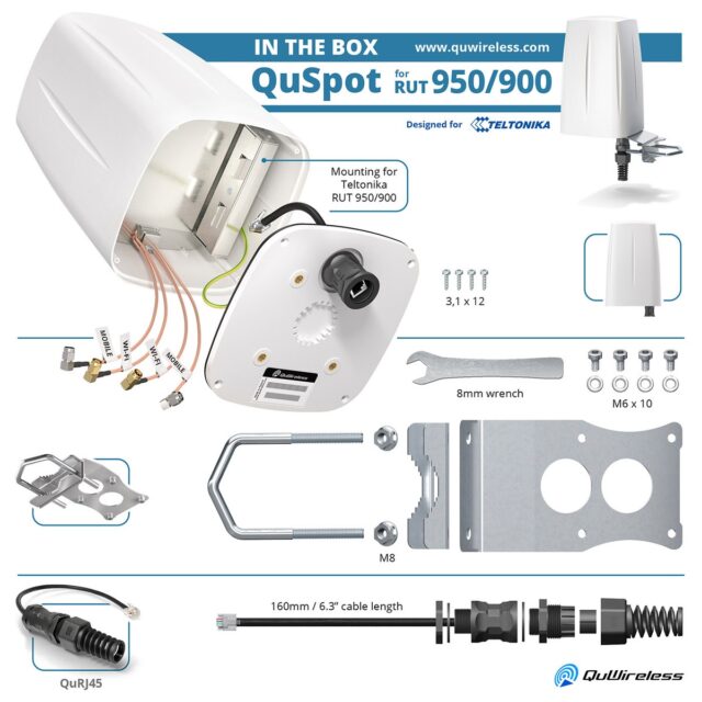 QuWireless QuSpot A950S | LTE + Wi-Fi Antenna | for Teltonika RUT951/RUT950/RUT900 - imagine 4