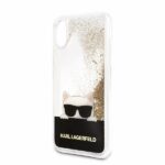 Karl Lagerfeld KLHCPXCHPEEGO iPhone X gold hard case Liquid Glitter - imagine 2
