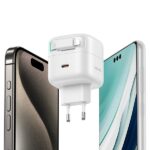 USAMS Charger 1xUSB-C with retractable cable Lightning (only head) PD+QC 35W Gan Fast Charging white - imagine 3