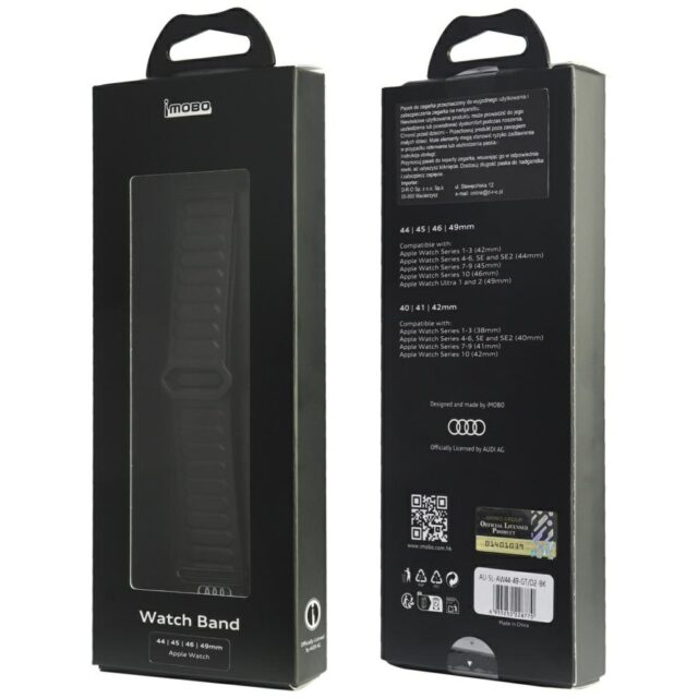 Strap Audi Logo Synthetic Leather Magnetic Ring for Apple Watch 44/45/46/49mm black - imagine 4