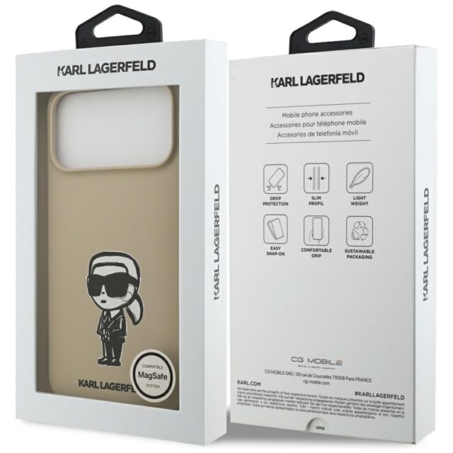 Case Karl Lagerfeld Silicone Karl Sketch & Logo MagSafe for iPhone 17 Pro Max brown - imagine 8