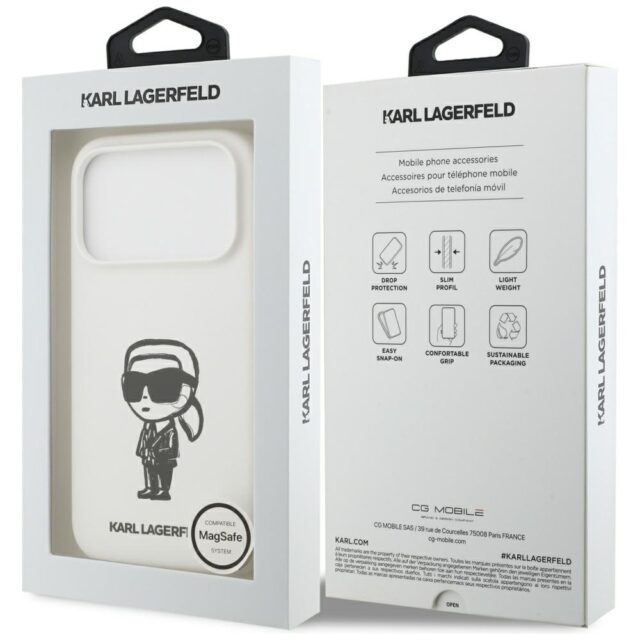 Case Karl Lagerfeld Silicone Karl Sketch & Logo MagSafe for iPhone 17 Pro white - imagine 8
