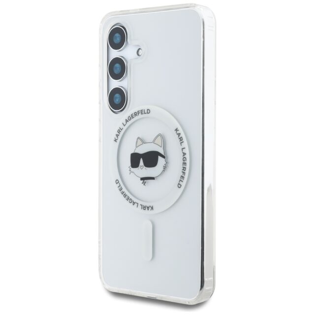 Case Karl Lagerfeld Button Choupette Head Printed Logo MagSafe Samsung Galaxy S25+ white - imagine 2