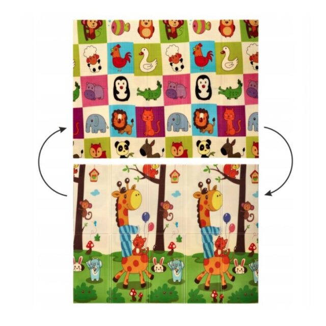Reversible Educational Play Mat Extralink, 150x200x1 cm Foldable Animals + Carry Bag - imagine 3