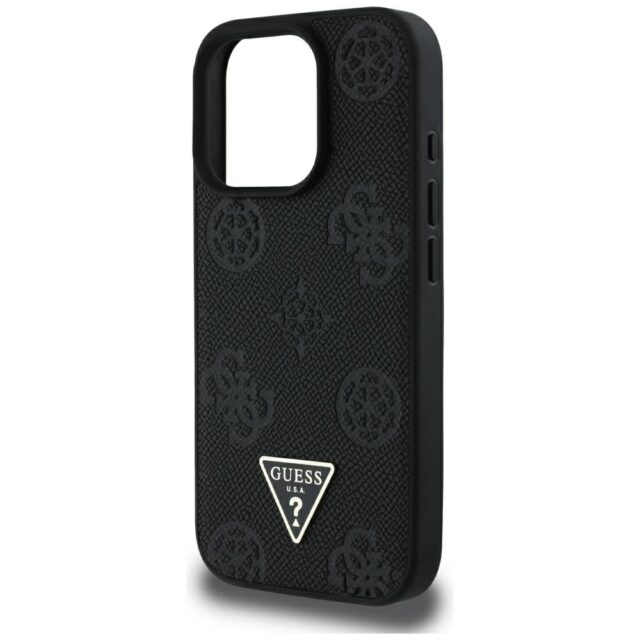 Case Guess Grained Hot Stamp Peony Triangle Logo MagSafe for iPhone 16 Pro Max black - imagine 6