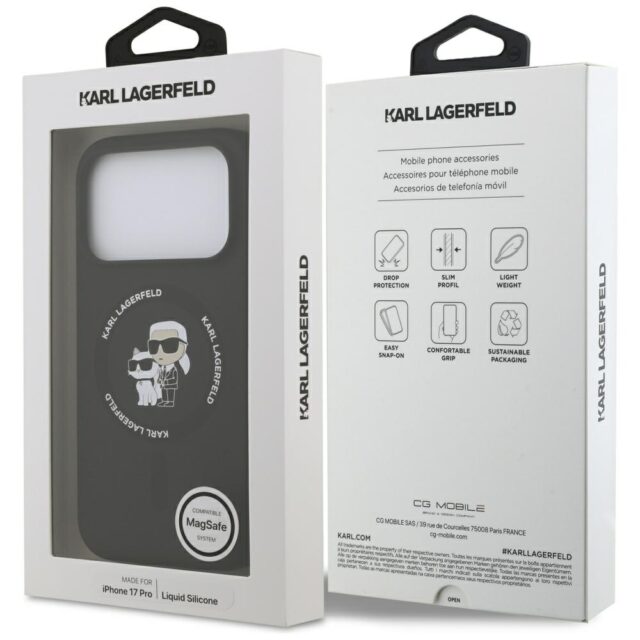 Karl Lagerfeld Silicone Karl&Choupette Ring MagSafe Case for iPhone 17 Pro Black - imagine 8
