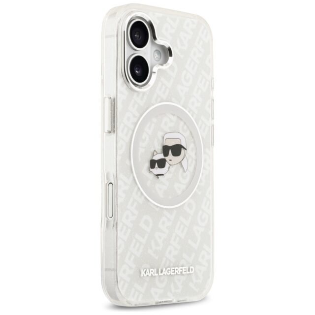 Karl Lagerfeld IML Glitter Karl & Choupette Heads Logo MagSafe Case for iPhone 17 Gray - imagine 4