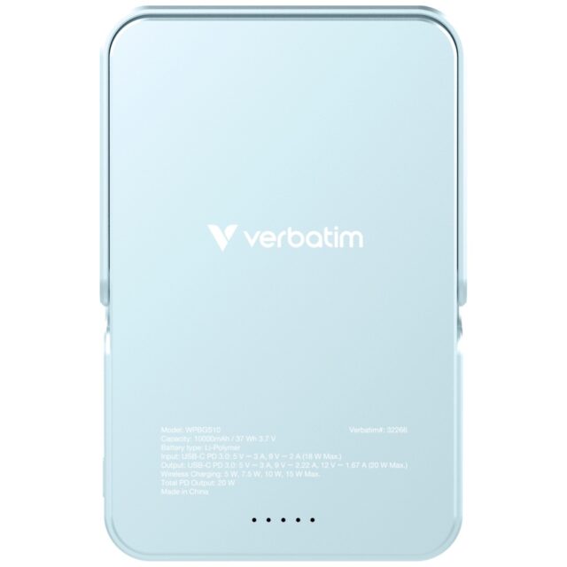 Powerbank Verbatim Charge n Go 10000mAh with stand  Magnetic Wireless blue 32266 - imagine 3