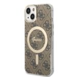Guess Set GUBPP14SH4EACSW Case+ Charger iPhone 14 / 15 / 13 6,1"brown hard case 4G Print - imagine 2