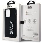 Case Karl Lagerfeld Silicone Metal Script Logo for iPhone 14 Pro black - imagine 8