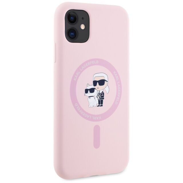 Case Karl Lagerfeld Silicone Karl&Choupette MagSafe for iPhone 11 pink - imagine 4
