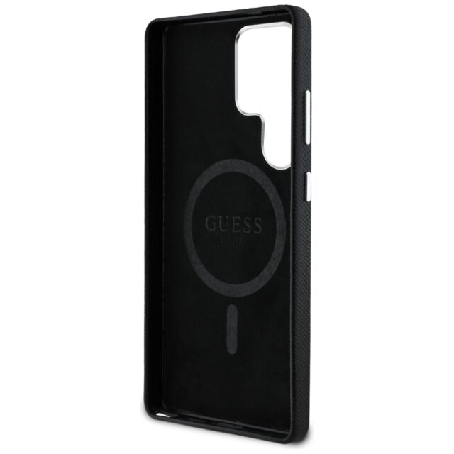 Case Guess Grained Triangle Logo MagSafe for Samsung Galaxy S25 Ultra black - imagine 7