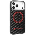 Case Audi RSQ Carbon Fiber Sport Red Circle MagSafe for iPhone 17 Pro Max black - imagine 2