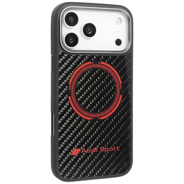 Case Audi RSQ Carbon Fiber Sport Red Circle MagSafe for iPhone 17 Pro Max black - imagine 2