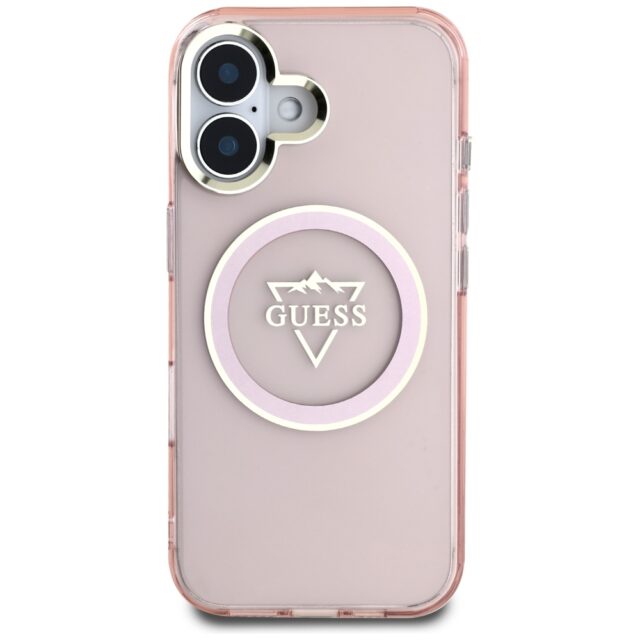 Case Guess IML Metal Mountain Logo MagSafe for iPhone 16 pink - imagine 3