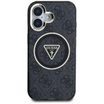Case Guess IML Metal Glitter 4G Circle Triangle MagSafe for iPhone 16 black - imagine 3