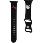 Hello Kitty Strap HKAWLSCHBLK Apple Watch 42/44/45/49mm Black Strap Silicone Kitty Head - imagine 3