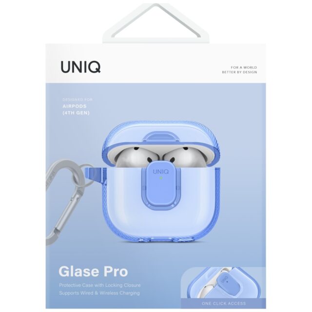 Case UNIQ Glase Pro for AirPods 4 Lock    Case blue - imagine 2