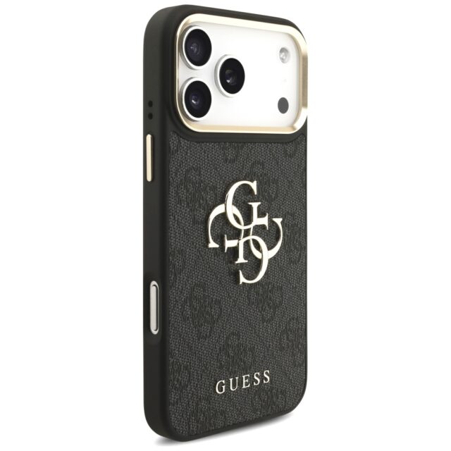 Case Guess 4G Big 4G Classic Logo Big Strap Metal Buttons for iPhone 17 Pro Max black - imagine 4