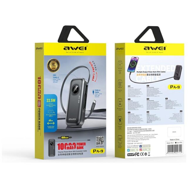 AWEI PowerBank PA-9 10000mAh 22.5W      black - imagine 3