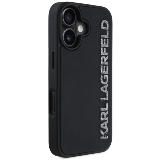 Case Karl Lagerfeld HC 3D Rubber Elongated Glitter for iPhone 16 black - imagine 4