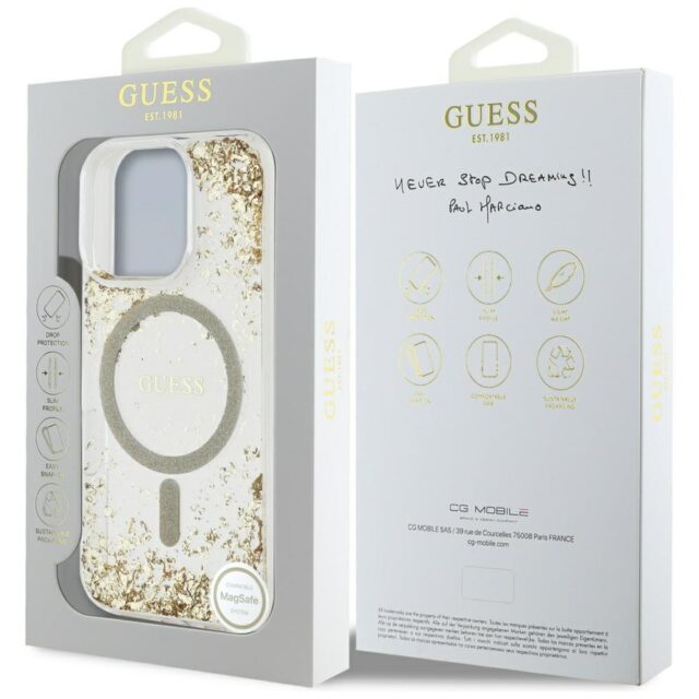 Guess HC Resin Bottom Glitter case for iPhone 16 Pro Max MagSafe gold - imagine 8