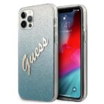 Guess GUHCP12MPCUGLSBL iPhone 12/12 Pro 6,1" blue hardcase Glitter Gradient Script