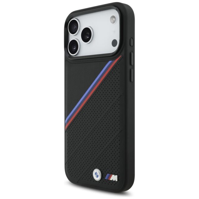 BMW M Tricolor Metal Logo MagSafe Case for iPhone 17 Pro Max Black - imagine 2