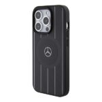 Mercedes MEHMP15L23RHSK iPhone 15 Pro 6.1" Black Hardcase Stripes Pattern Leather MagSafe - imagine 2